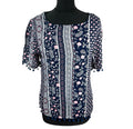 Peacocks Floral Top Navy Pink Crochet Tasselled Lightweight Women's UK Size 10