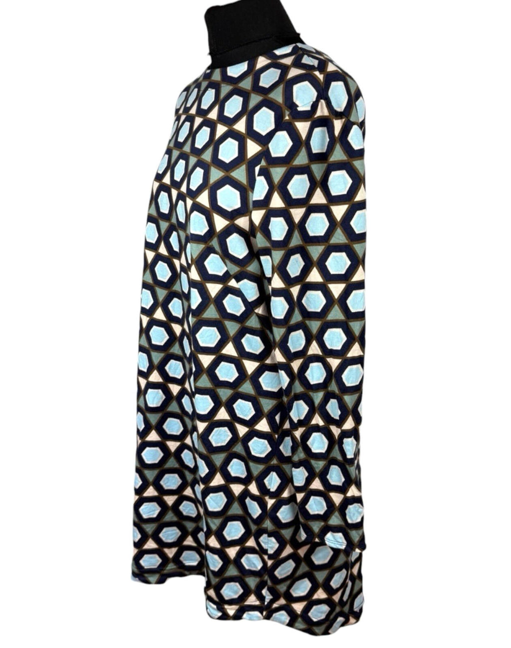 H&M Long Sleeve Mini Dress Women's UK Size M Geometric Retro Print
