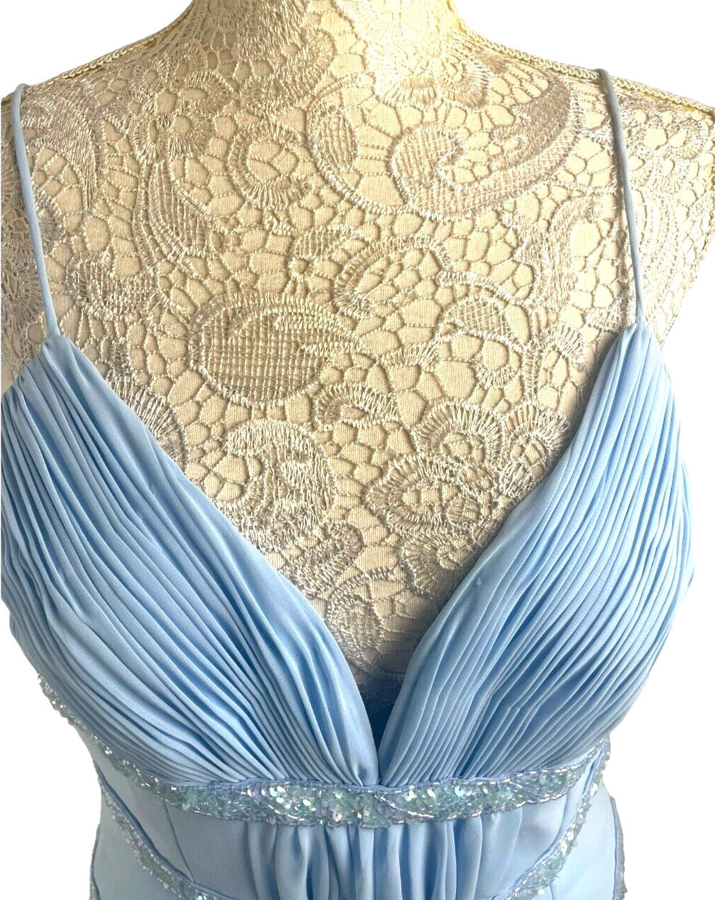 Crystal Breeze Blue Crystal Breeze Prom Dress Women's UK Size 14 Pale Blue Ballgown Embellished