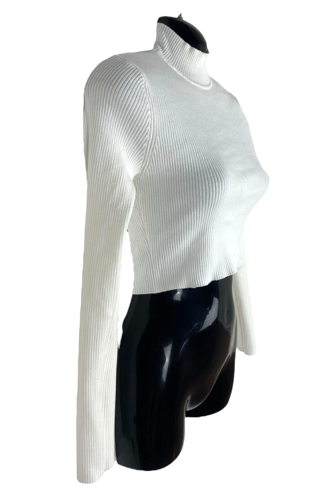 Divided White Divided Ivory Long Sleeve Crop Top Women's UK Size S