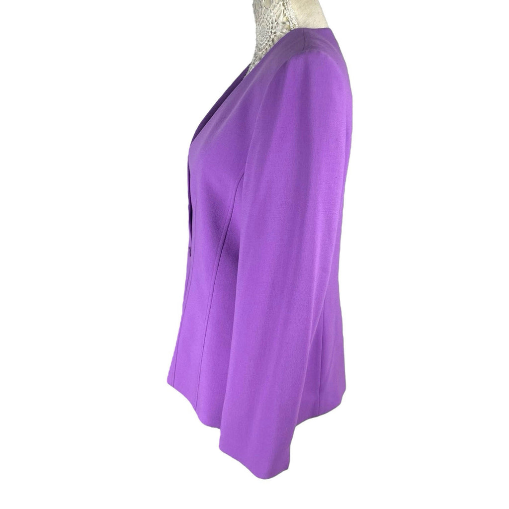 Jaques Vert Blazer Women's UK Size 12 Purple Collarless Shoulder Pads Formal