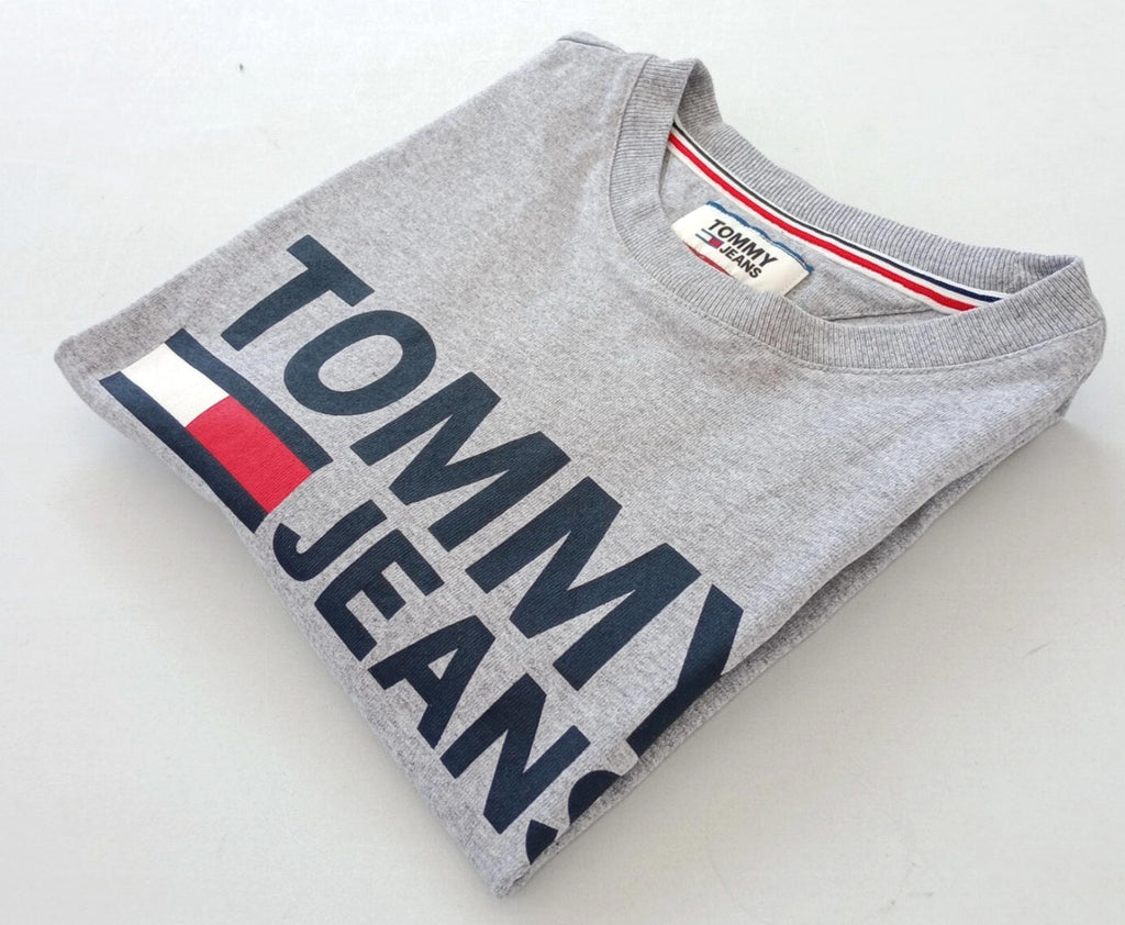 Tommy Hilfiger T Shirt Men's UK Size XS Grey Printed 100% Cotton Easy Care.