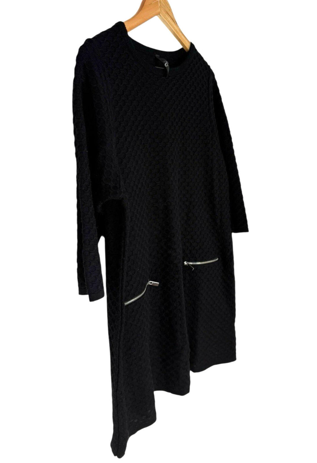 Vila Textured Mini Dress Women’s UK Size 18-20 Black Silver Zip Accents Pockets