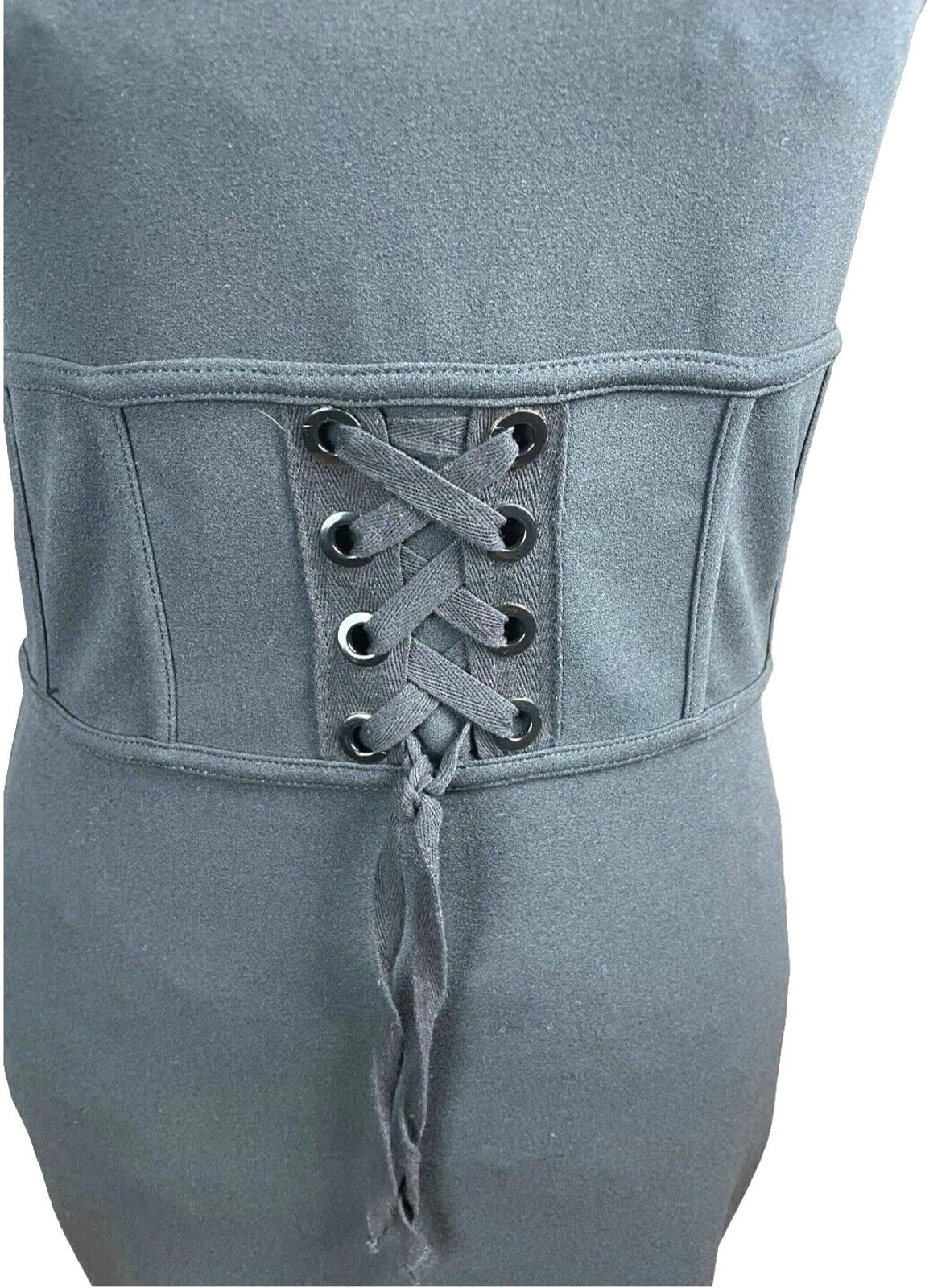 River Island Black Mini Dress Bodycon Corset Waist Women's UK Size 12