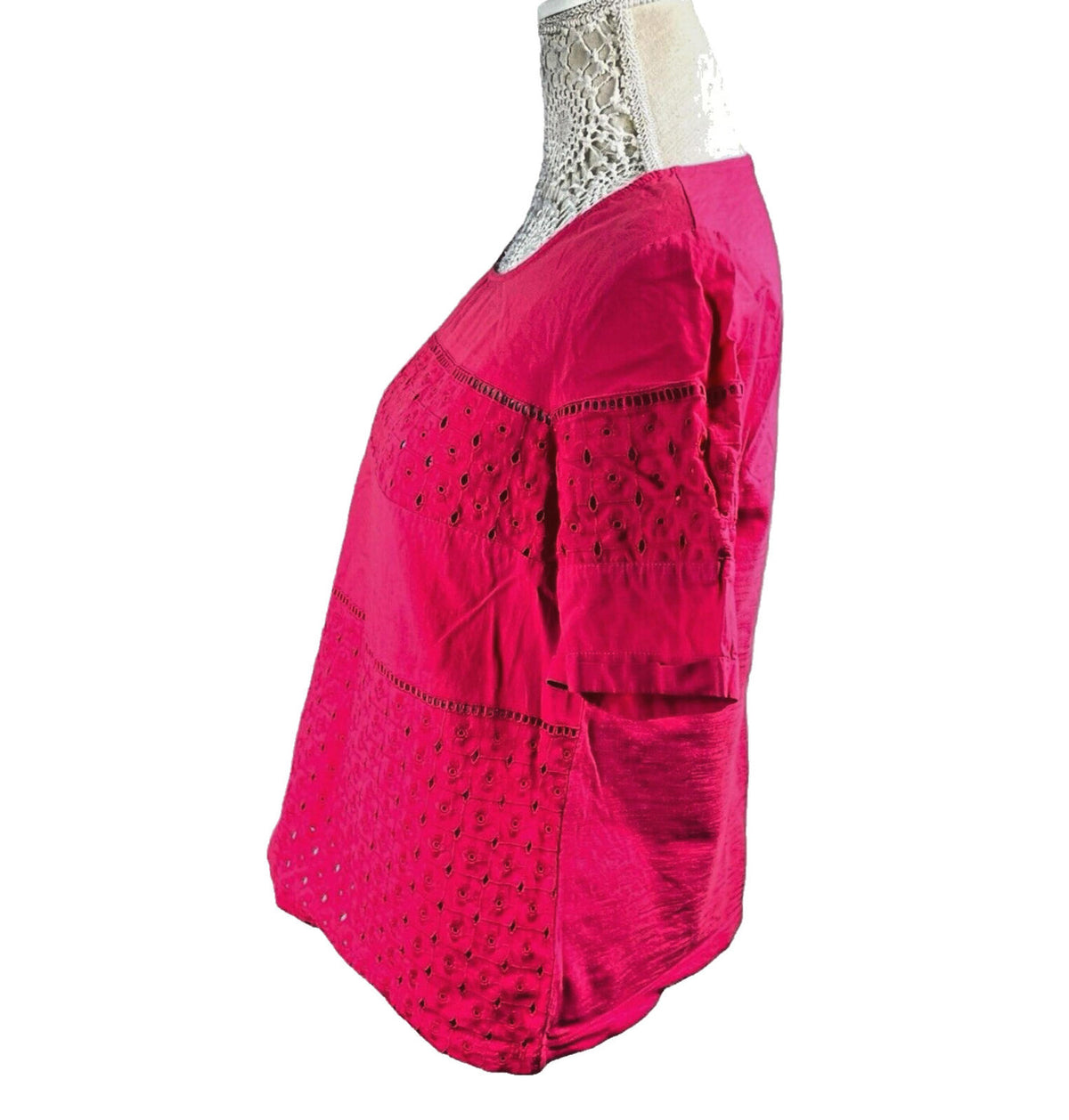 Next Pink T-shirt Top Embroidered Hole Design Women's UK Size 14