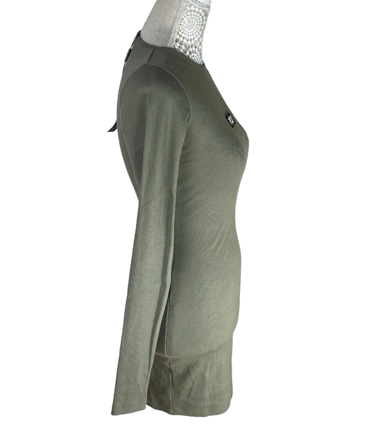 Pretty Little Thing Rib Dress Green Long Sleeve Women’s UK Size 8