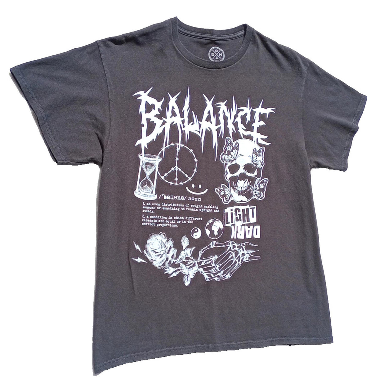 Balance Skull T-Shirt Men's UK Size S Crew Neck Light Dark Graphic Print