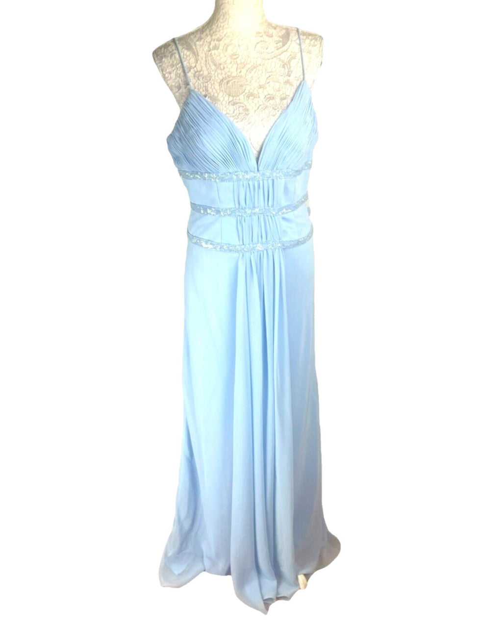 Crystal Breeze Blue Crystal Breeze Prom Dress Women's UK Size 14 Pale Blue Ballgown Embellished