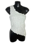 Divided White One Shoulder Top Textured Women's UK Size XS