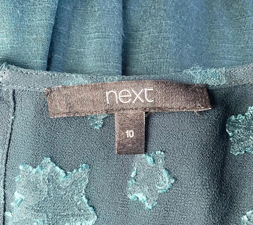 Next Turquoise Next Starscene Tunic Top  Women's UK Size 10 Chiffon Layered Embellished Sparkle