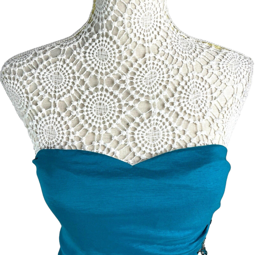 AX Paris Blue AX Paris Mini Dress Turquoise Ruched Off Shoulder Embellished Women's UK Size 8