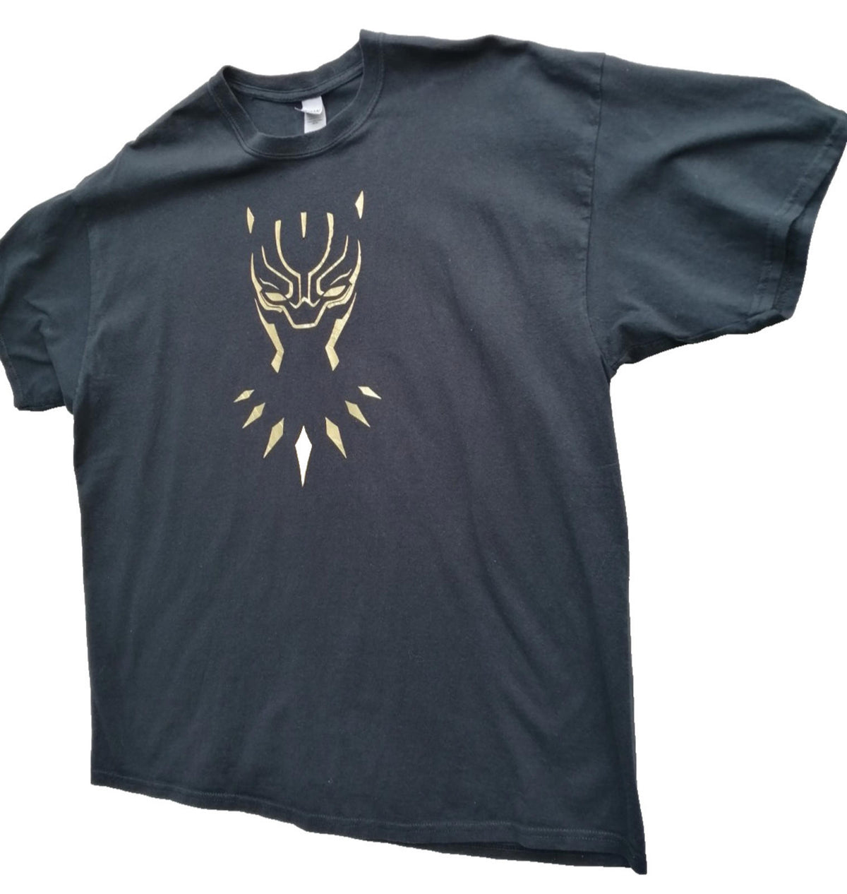 Gildan Black Gold Superhero Graphic Print T-Shirt Men's Size 2XL Crew Neck 100% Cotton