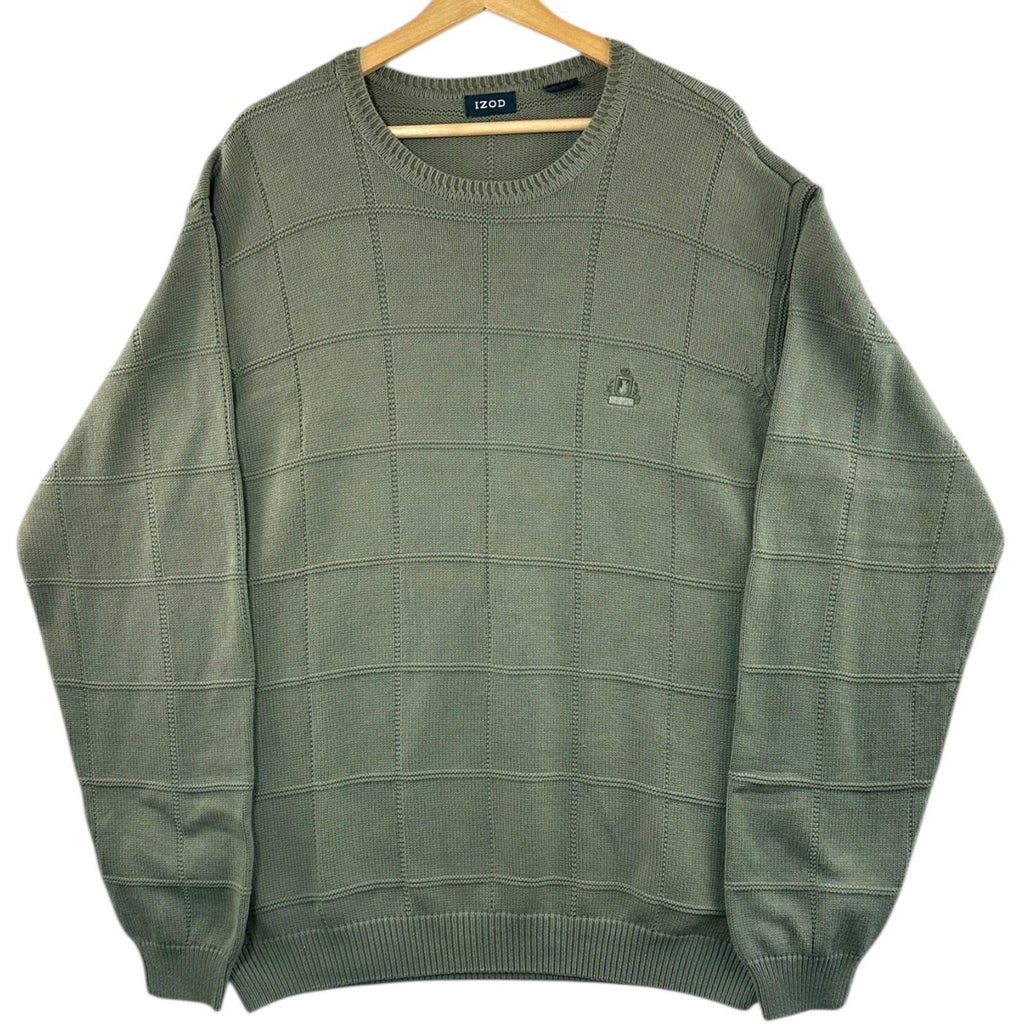 IZOD Jumper Men's UK Size L Green 100% Cotton Embroidered Logo Long Sleeve