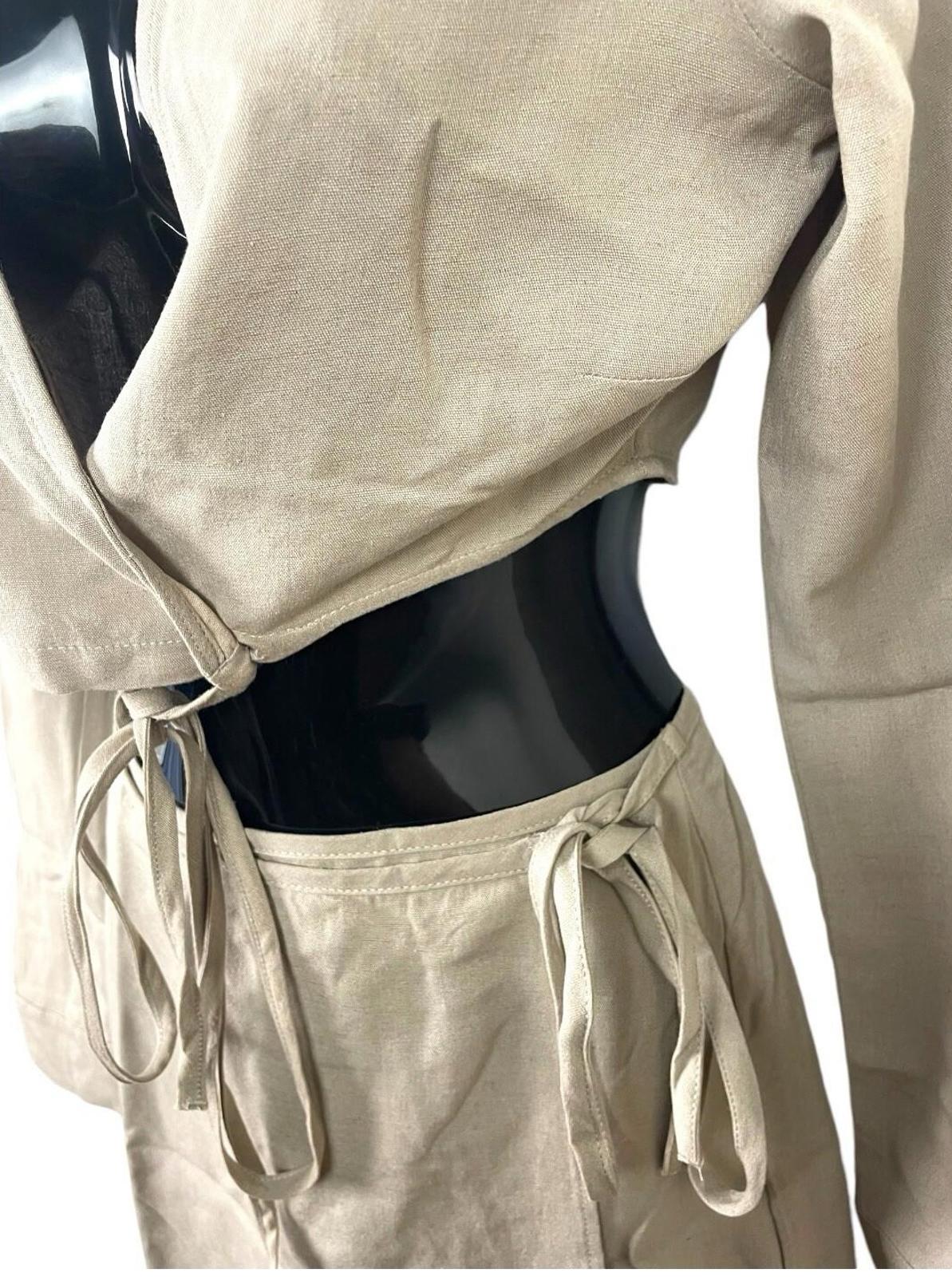 Pull&Bear Camel Skirt & Cropped Shirt Co-Ord Set Women's UK Size XS