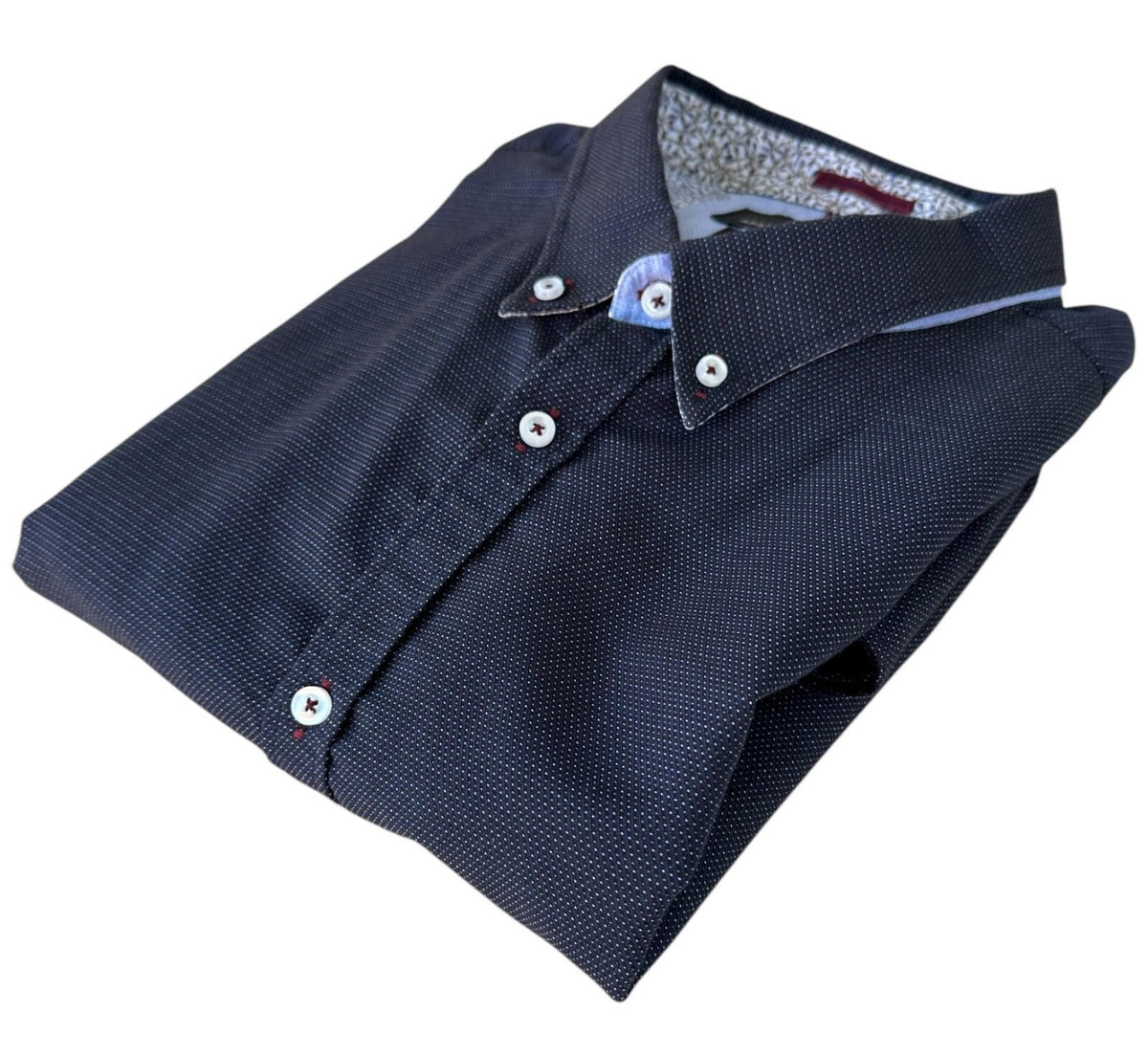 Spitalfields Shirt Men's UK Size 2XL Long Sleeve Navy Blue Dotted