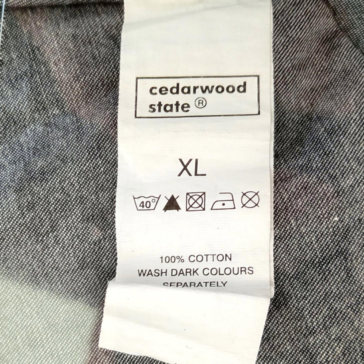 Cedar Wood State Denim Shirt Grey Long Sleeve 100% Cotton UK Men's Size XL