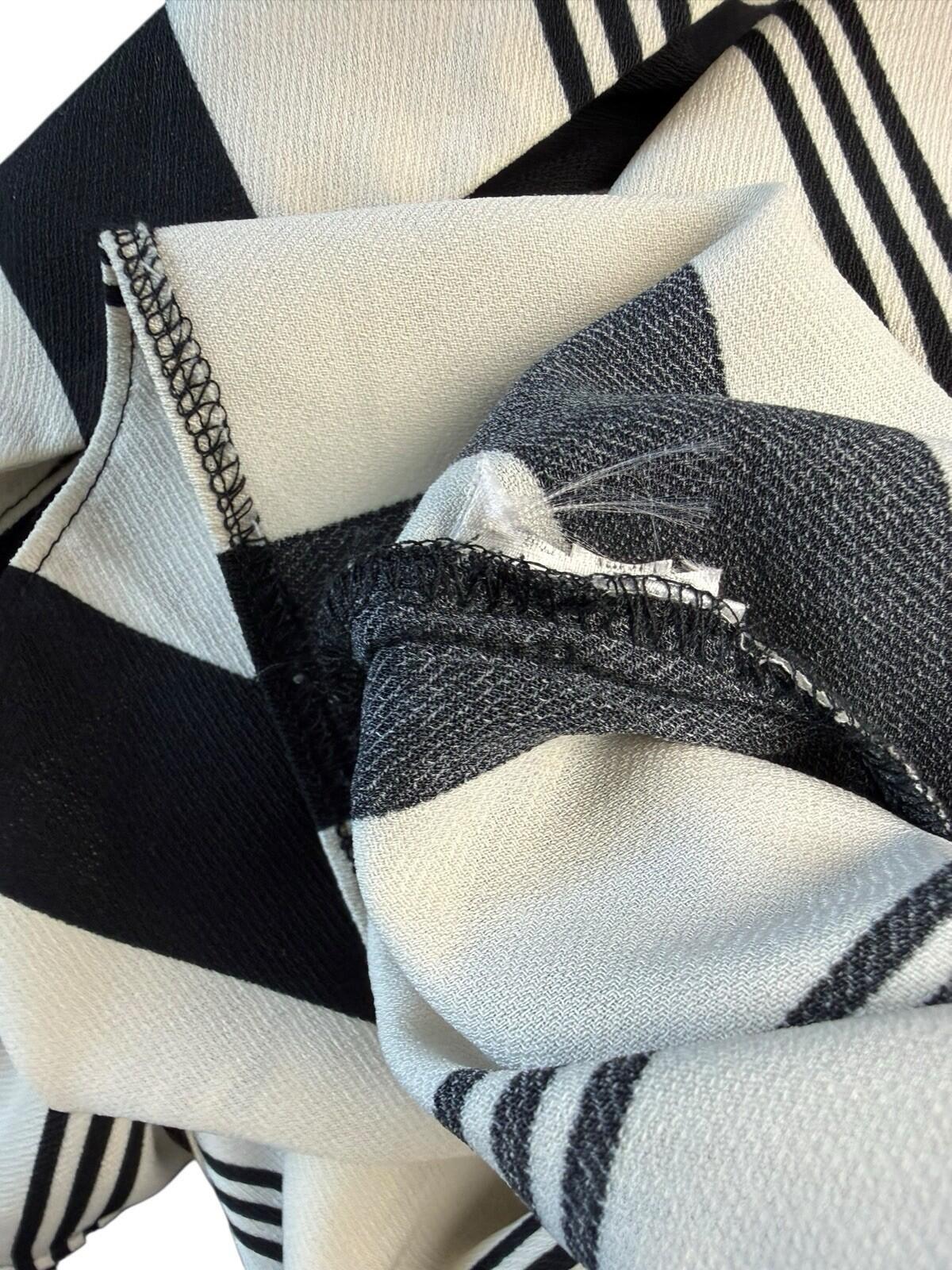 Primark Cropped Shirt Women’s UK Size 8 Bold Monochrome Stripe & Front Pockets
