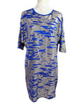 ASOS Blue & Gold Shimmer T-shirt Mini Dress Oversized Women's UK Size 6