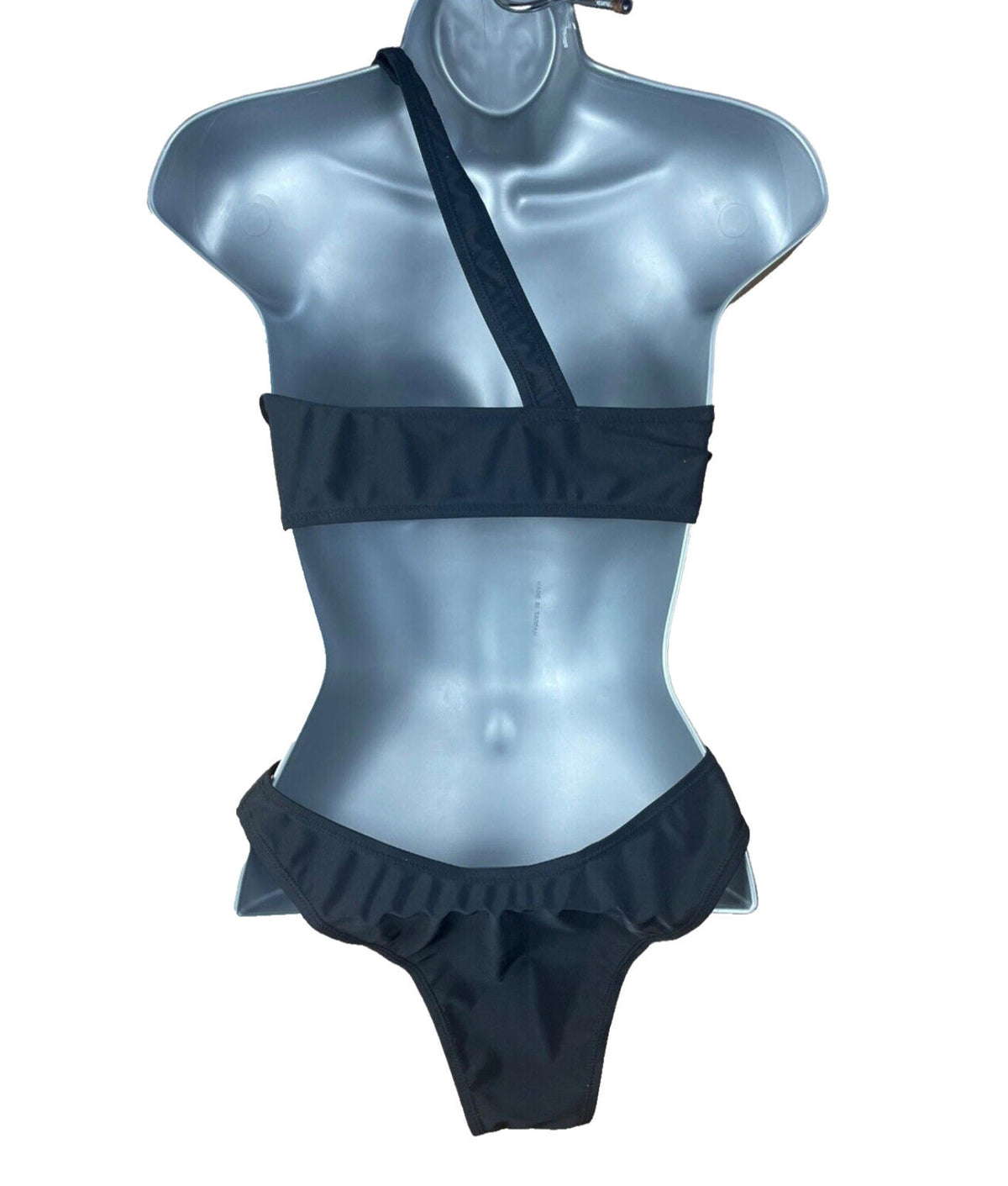 Black Cut Out Side Swimsuit D Ring Padded One Shoulder Women's UK Size 8