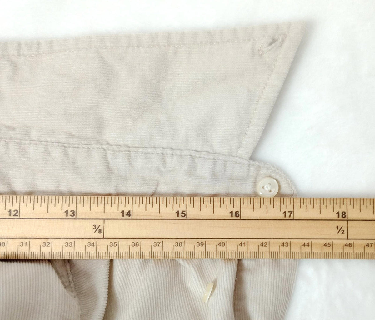 Hathaway Sport Corduroy Shirt Men's UK Size XL Beige Long Sleeve 100% Cotton