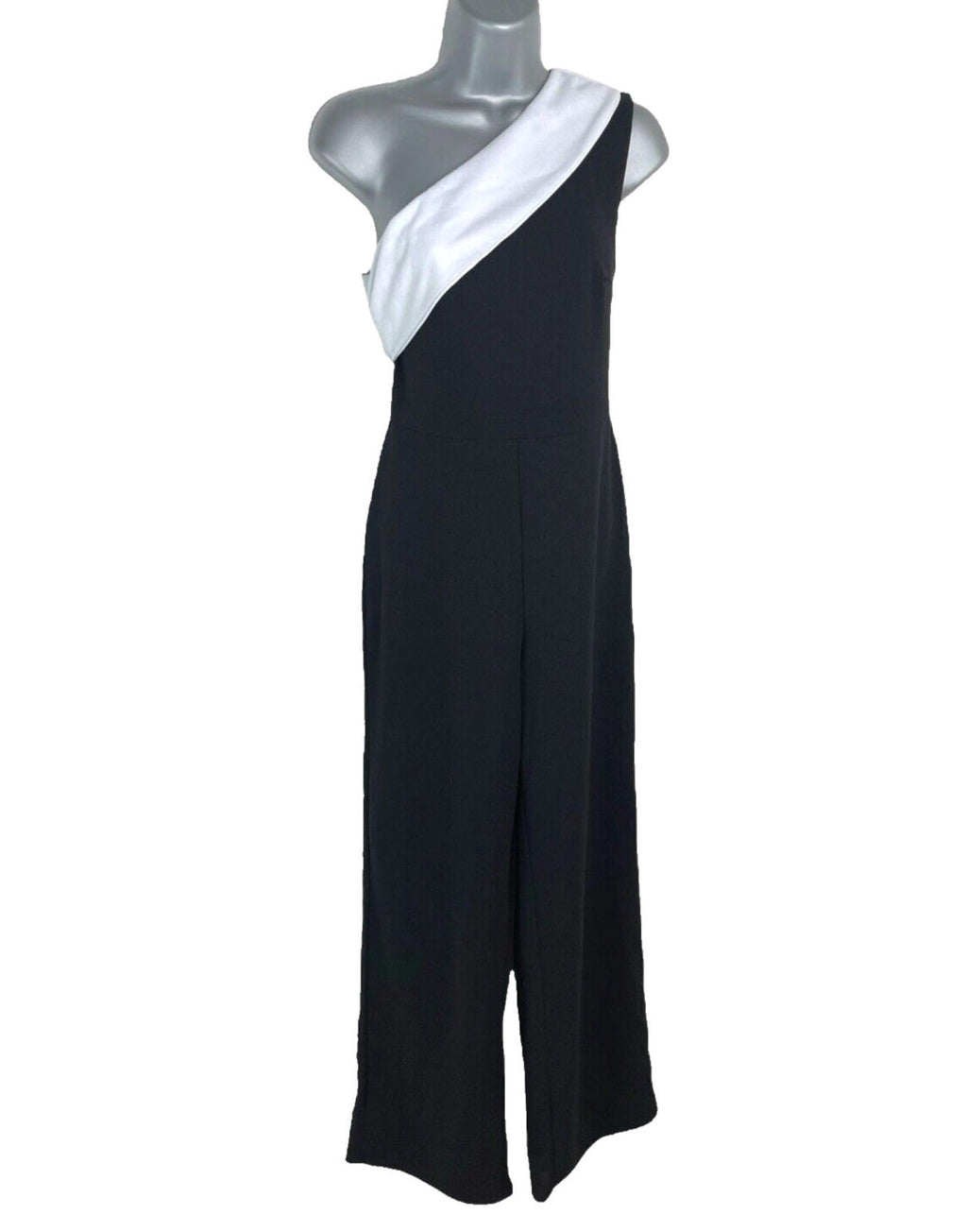 Boohoo Mono Wide Leg Jumpsuit Women’s UK Size 8 One Shoulder Asymmetric Neckline