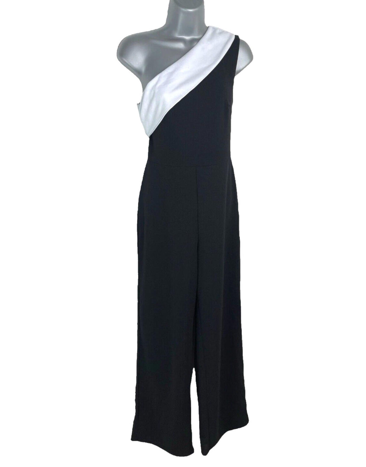 Boohoo Mono Wide Leg Jumpsuit Women’s UK Size 8 One Shoulder Asymmetric Neckline