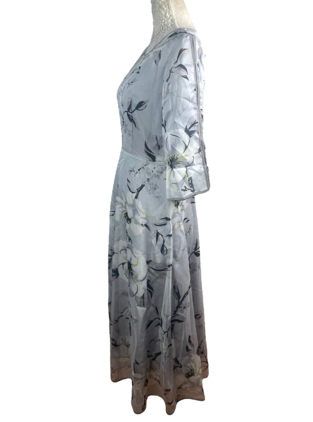 Floryday White Floryday Maxi Dress Silver Floral Occasion Dress A Line Women's UK Size S