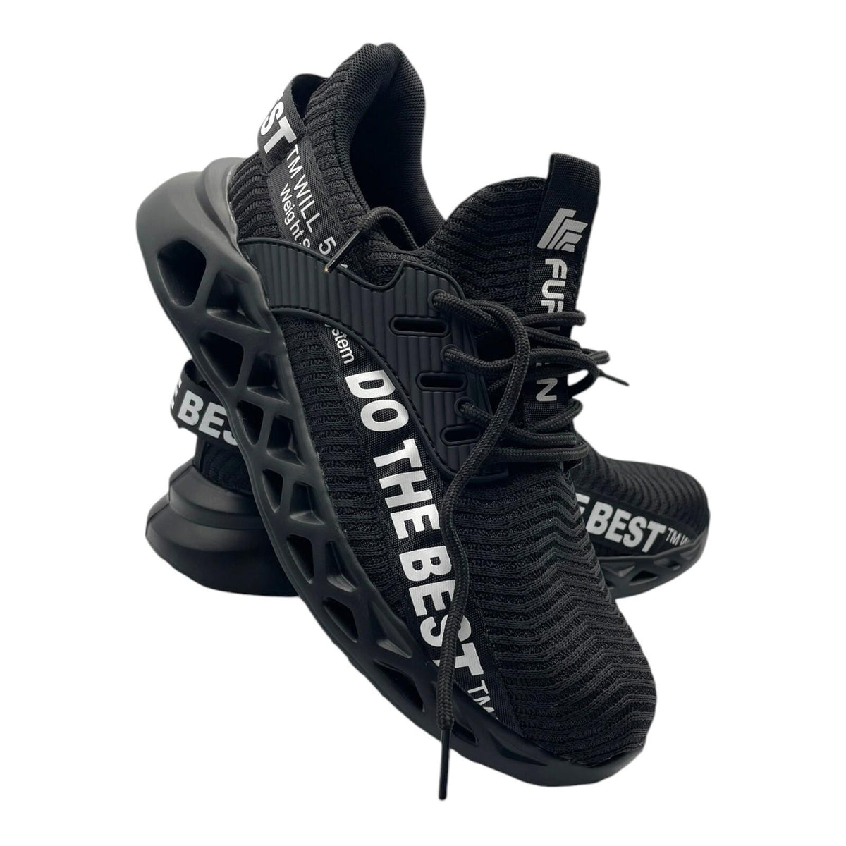 Furuian Black Safety Trainers Steel Toe Cap Logo Band Men's UK Size 8 EU 42