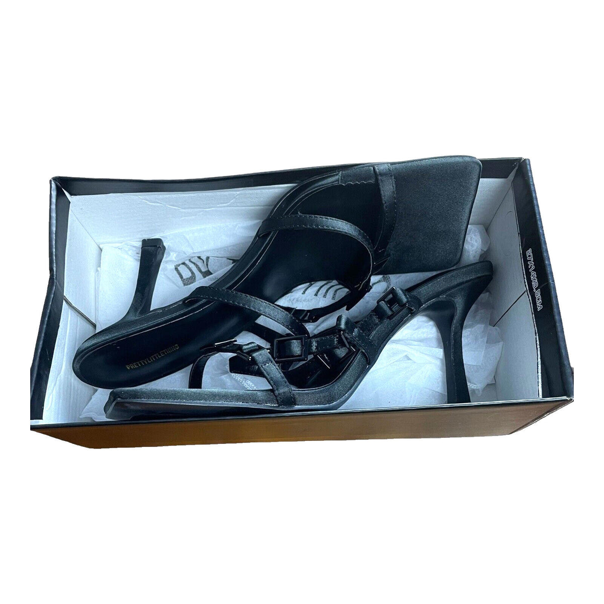 Pretty Little Thing Shoes Black Open Toe Women's UK Size 6
