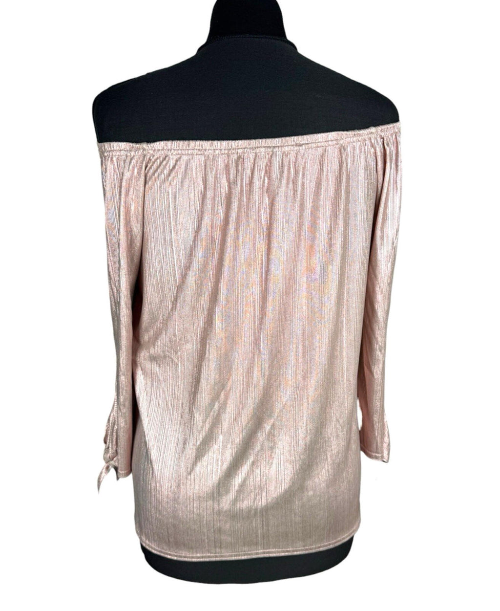 New Look Metallic Top Women's UK Size 10 Off Shoulder 3/4 Sleeve Rose Gold