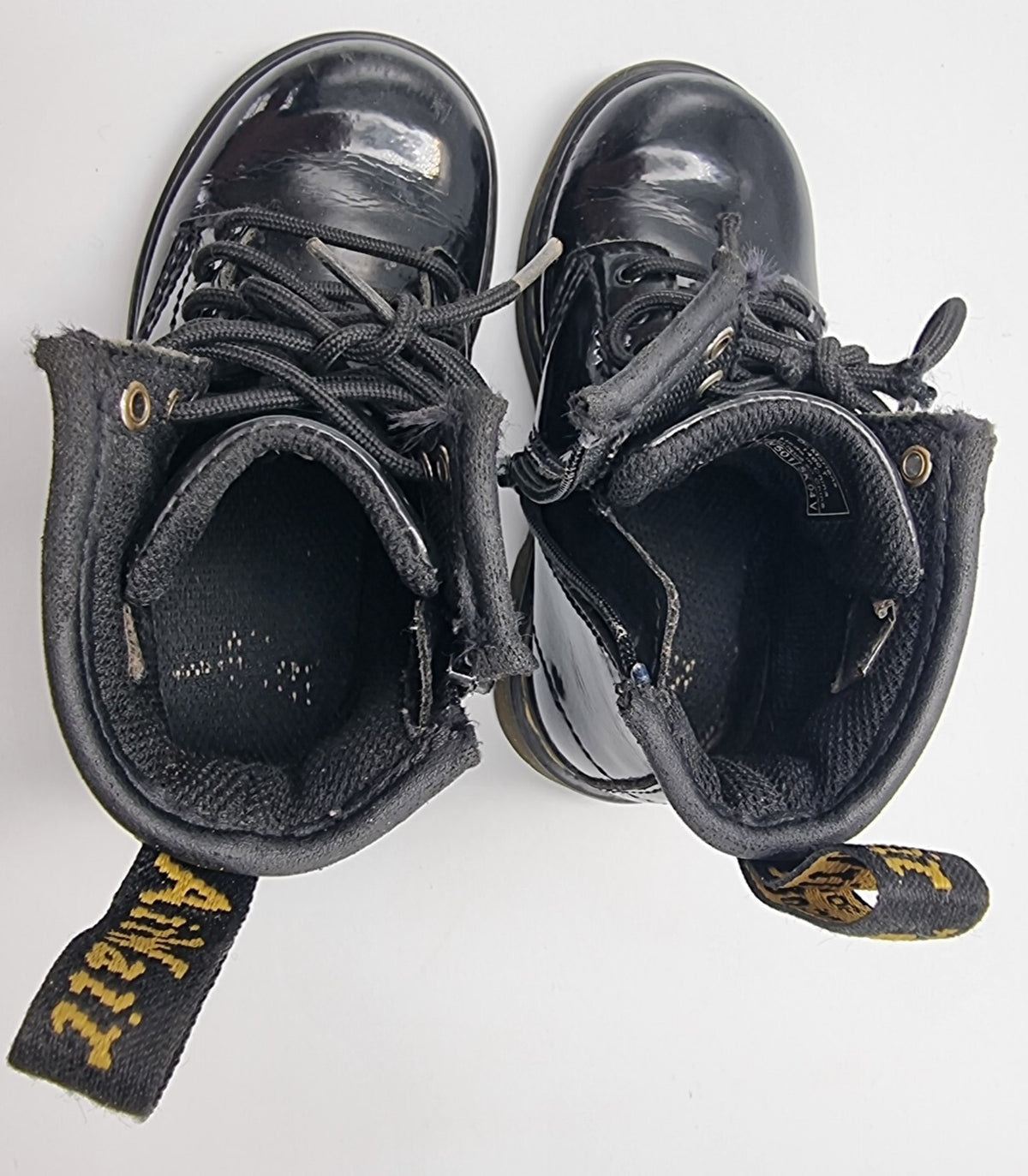Dr Martens Toddler 1460 Black Patent Boots Side Zip Shoes Kids Size UK 7 EUR 24