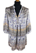 Wallis Satin Tunic Top Women's UK Size 10 Paisley 3/4 Blouson Sleeves V-Neckline