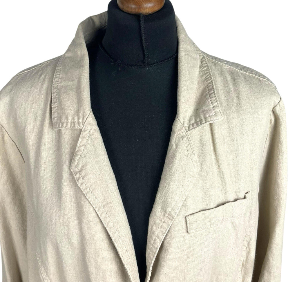 Debenhams Linen Jacket Women's UK Size 18 Collared Pockets Beige Lightweight