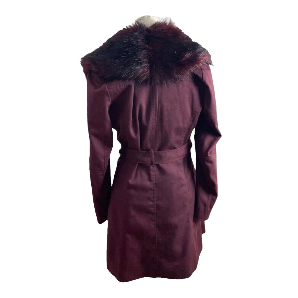 Atmosphere Red Fur Trim Coat Jacket Women's UK Size 10