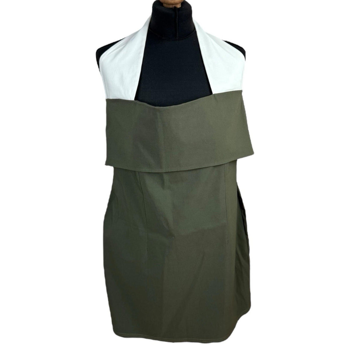 Khaki Green Bodycon Dress Mini Halterneck Women’s UK Size 18