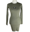 Pretty Little Thing Rib Dress Green Long Sleeve Women’s UK Size 8