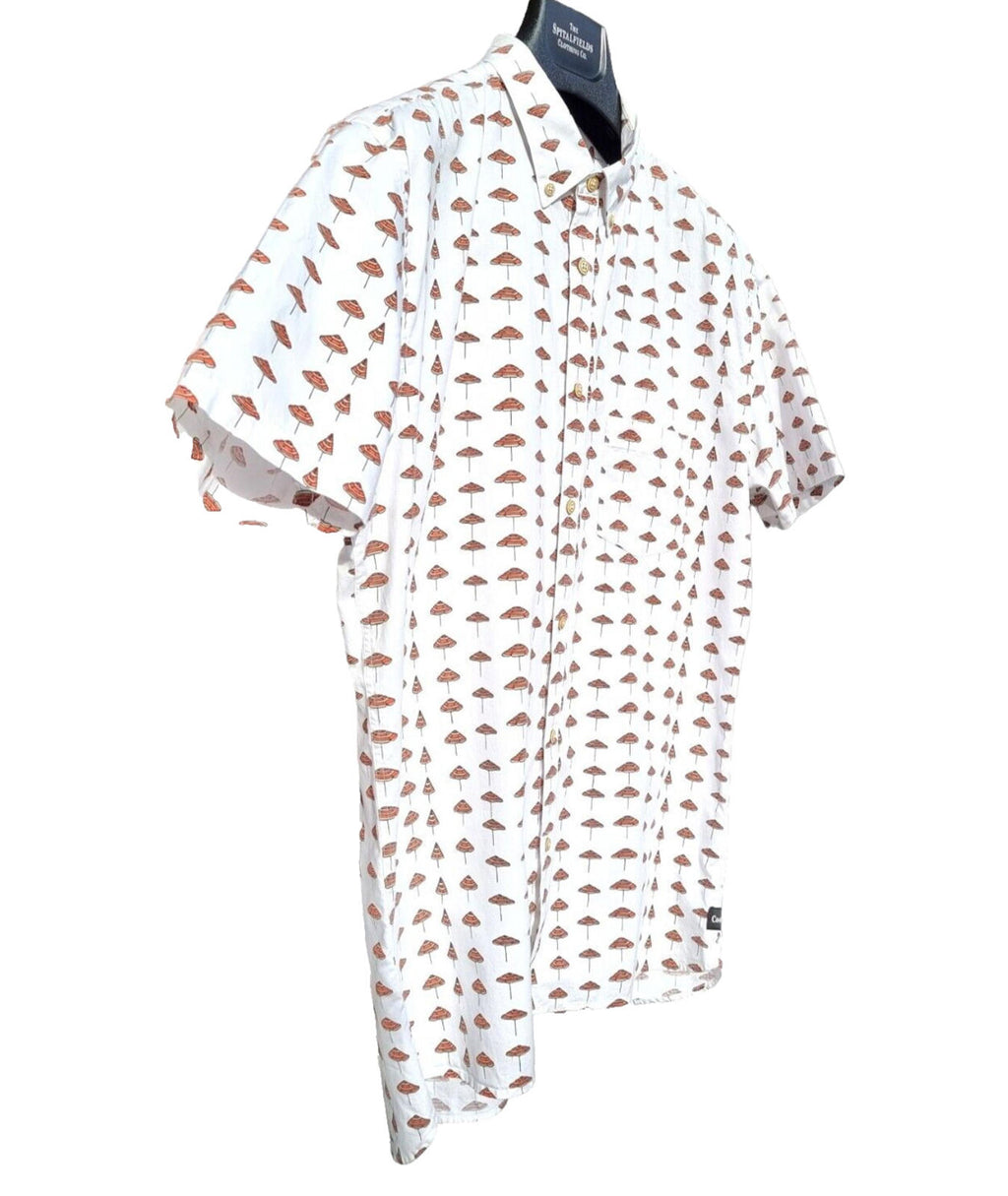 Barney Cools Shirt Short Sleeve Sunbrella Print Shirt White Men's UK Size M