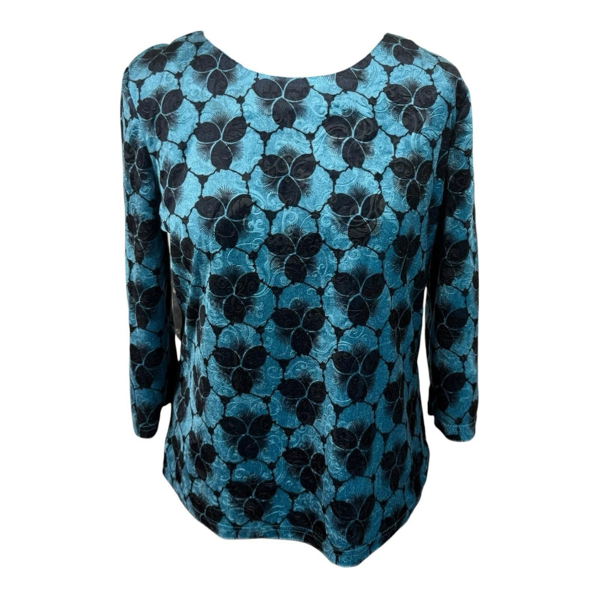 Honor Milburn Black Honor Milburn Velour Top Women's UK Size 12 Floral Velour Blue Black