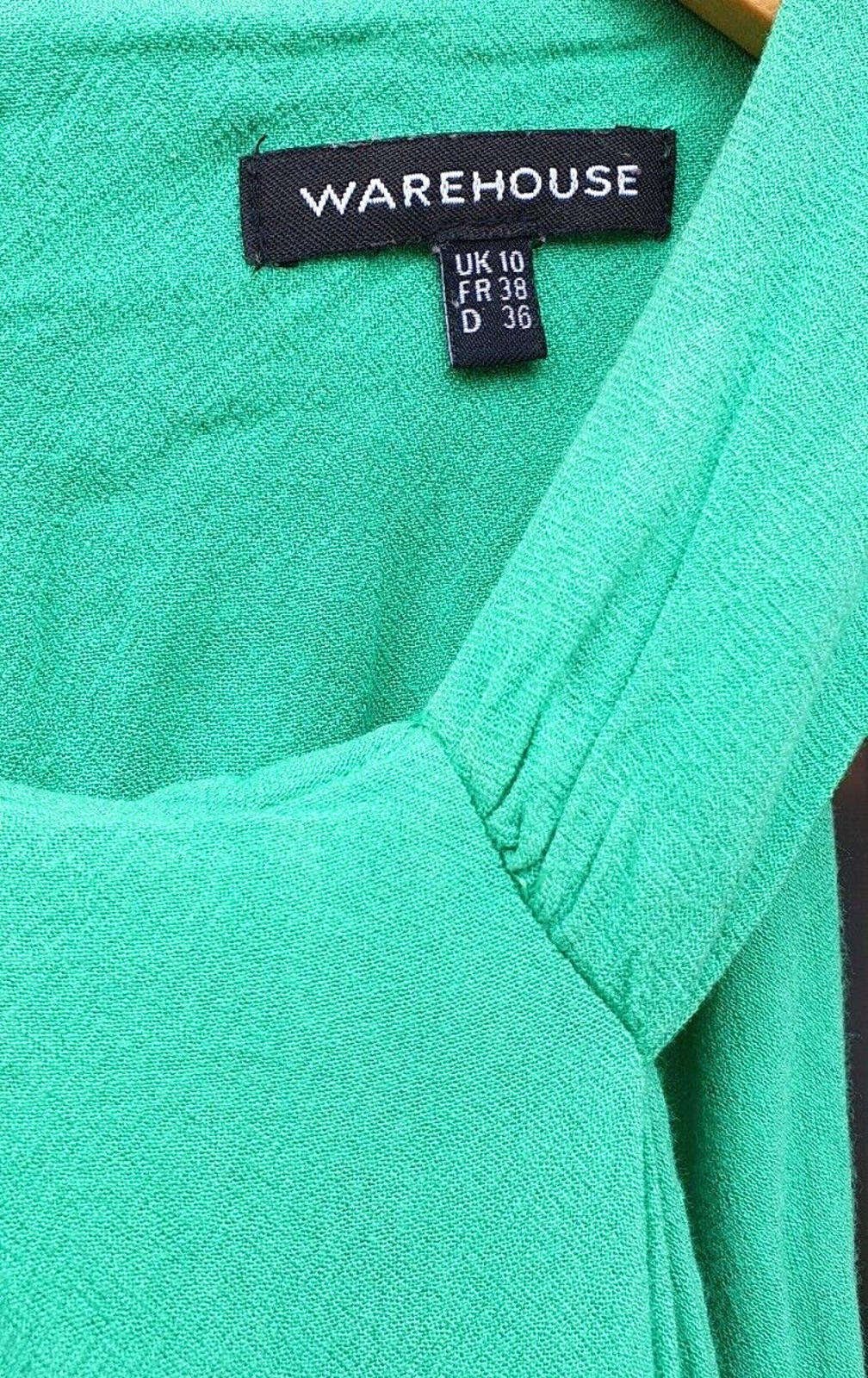 Warehouse Midi Dress Green 100% Viscose Women's UK Size 10