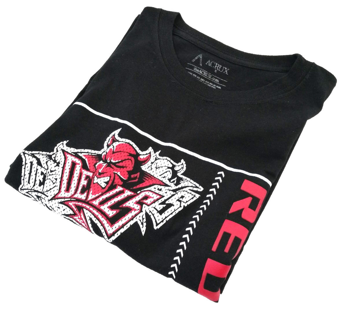 Devil's Red Central Graphic Print T-Shirt Men's Size L Black Crew Neck