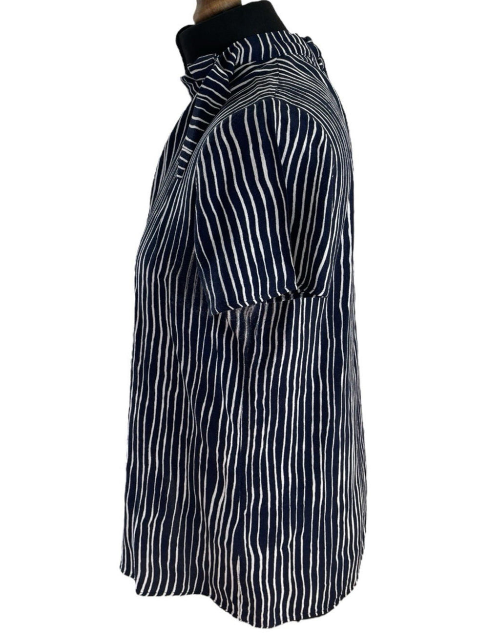 Next Navy Blouse High Neck Striped Lightweight Women's UK Size 12