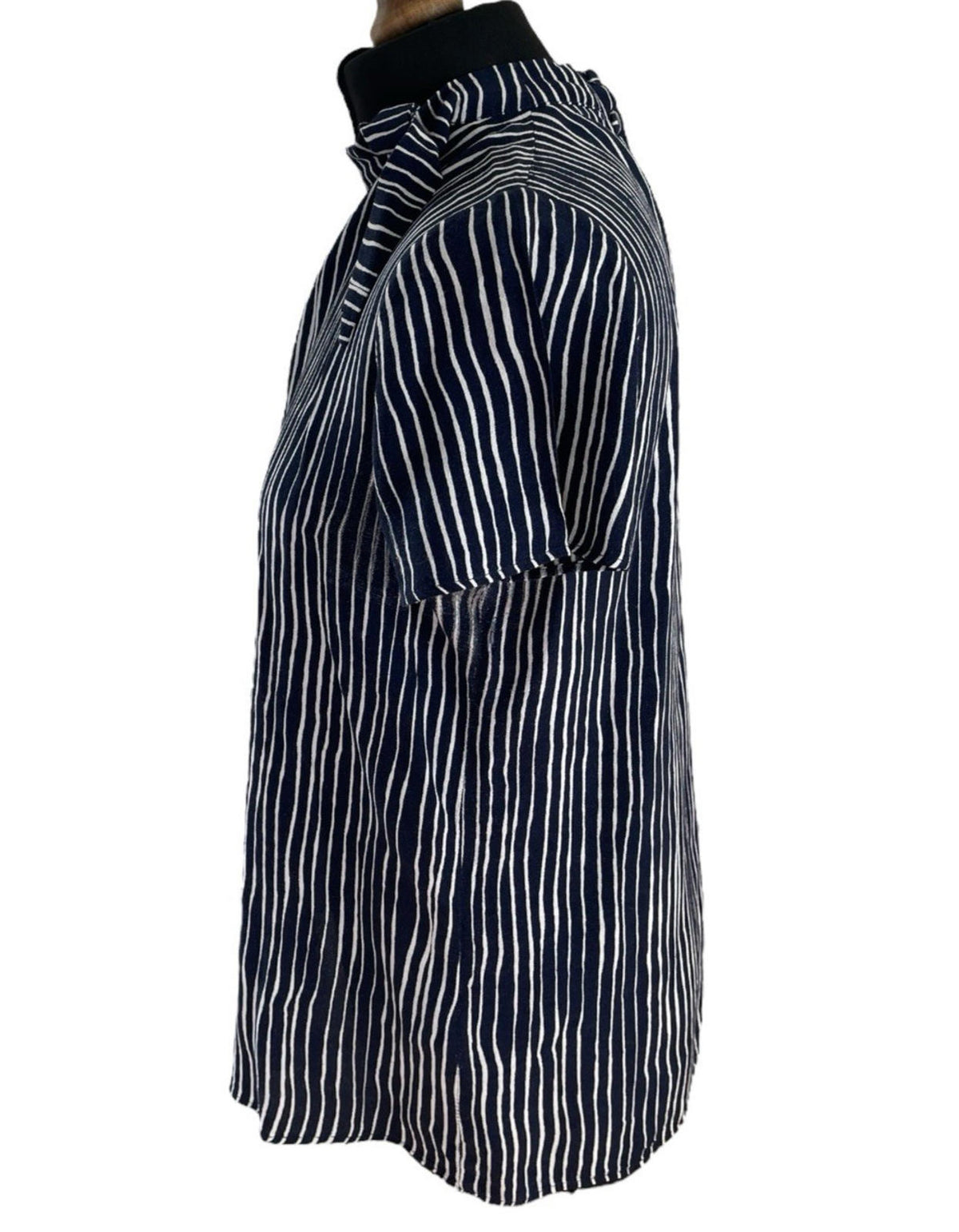 Next Navy Blouse High Neck Striped Lightweight Women's UK Size 12