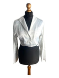 Pretty Little Thing White Satin Shirt Cropped Women’s UK Size 8
