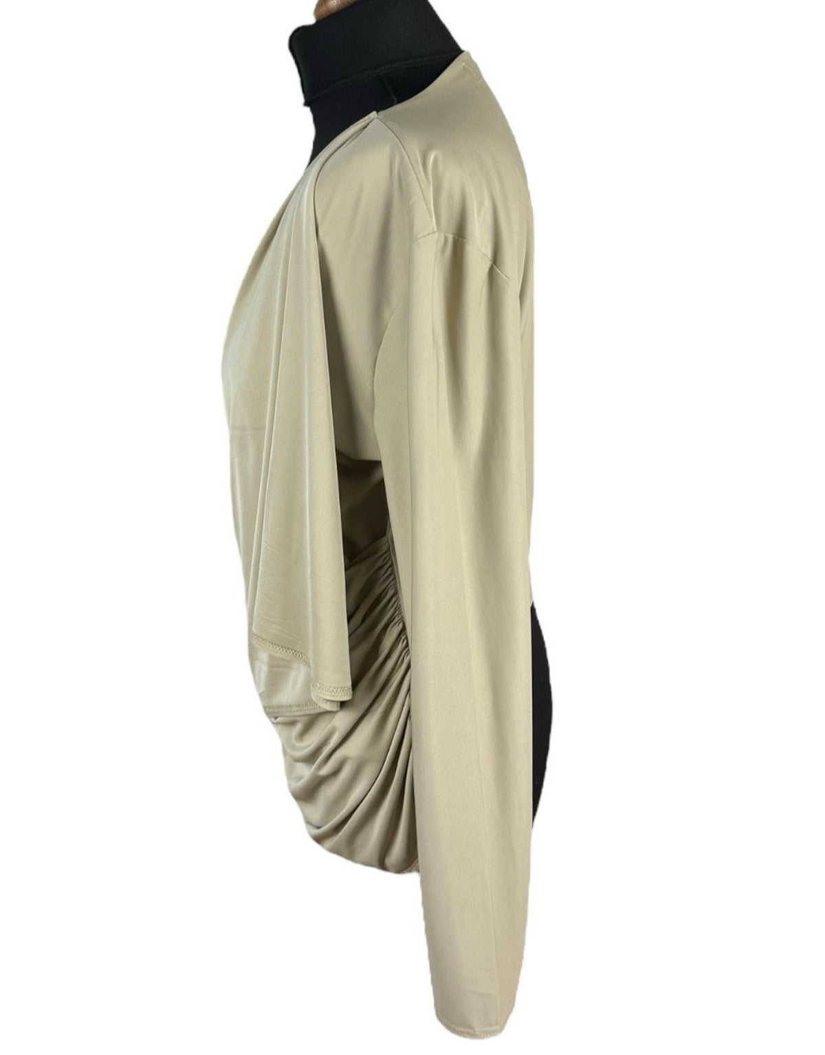 Red Label Beige Layered Top Slimming Long Sleeve Stretch Women's UK Size S