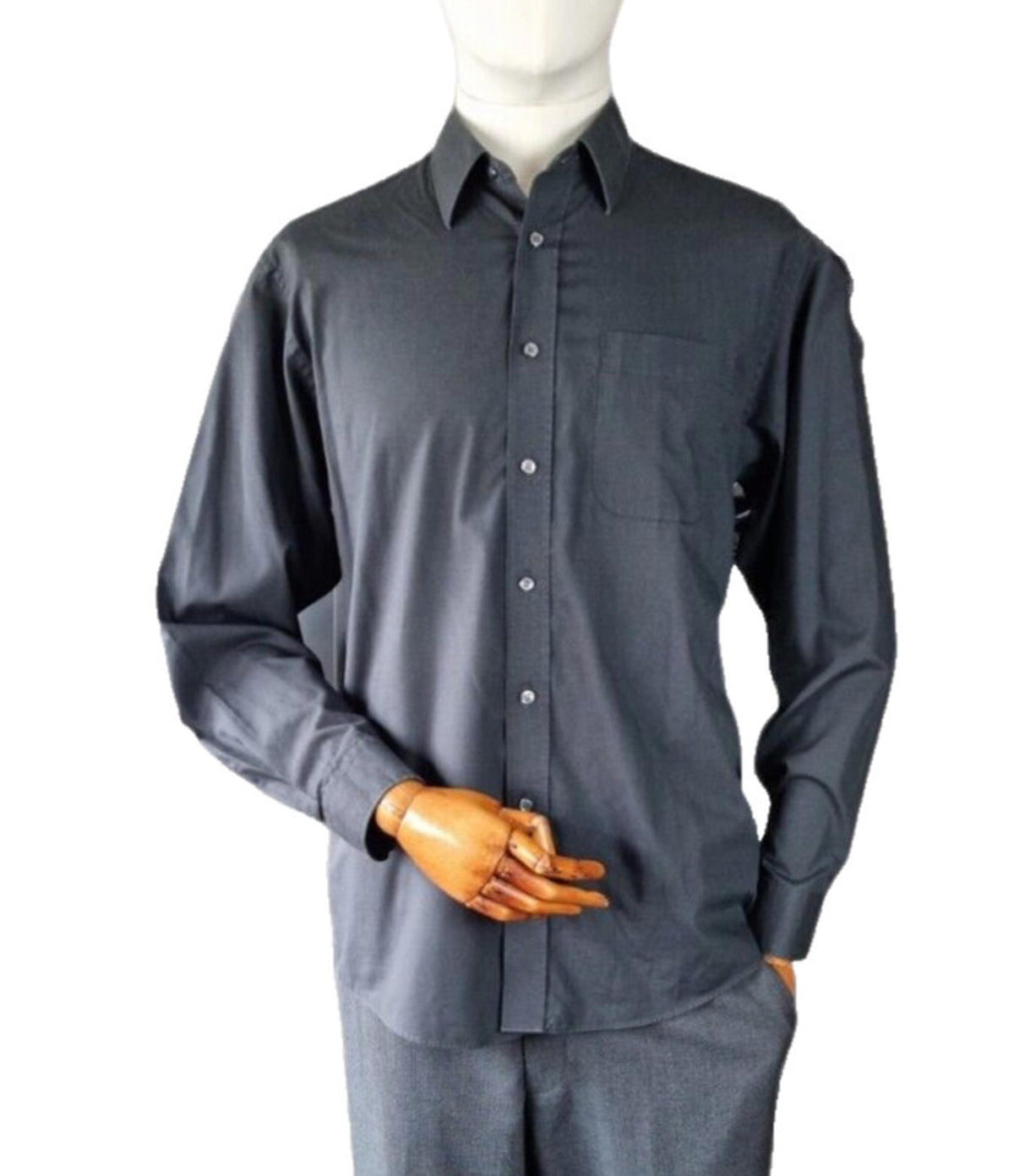Marks & Spencer Shirt Black Men's 42" - 44" Chest 16" Collar Long Sleeve