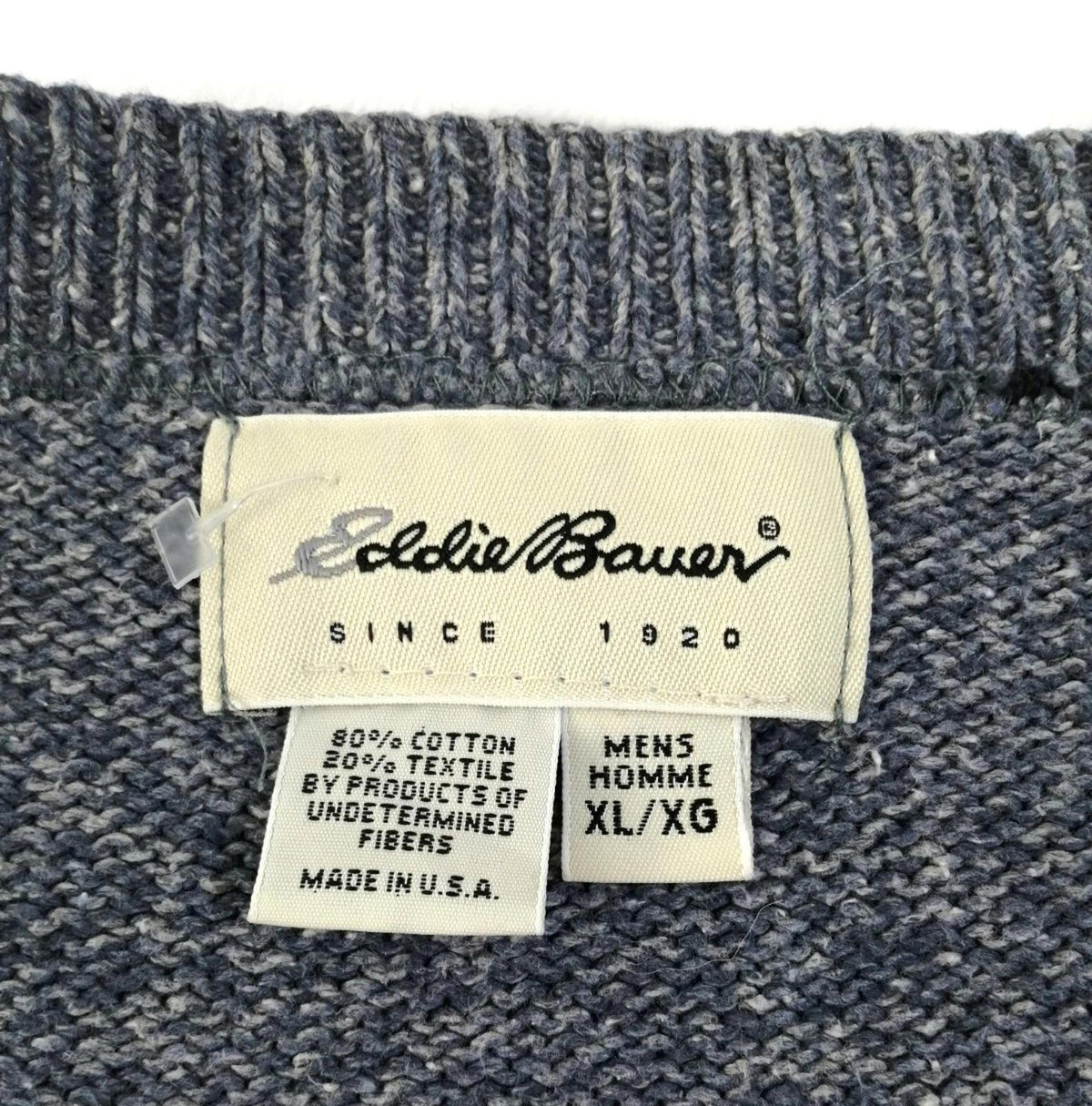 Eddie Bauer Grey Navy Knit Sweatshirt Jumper Men's Size XL Pullover