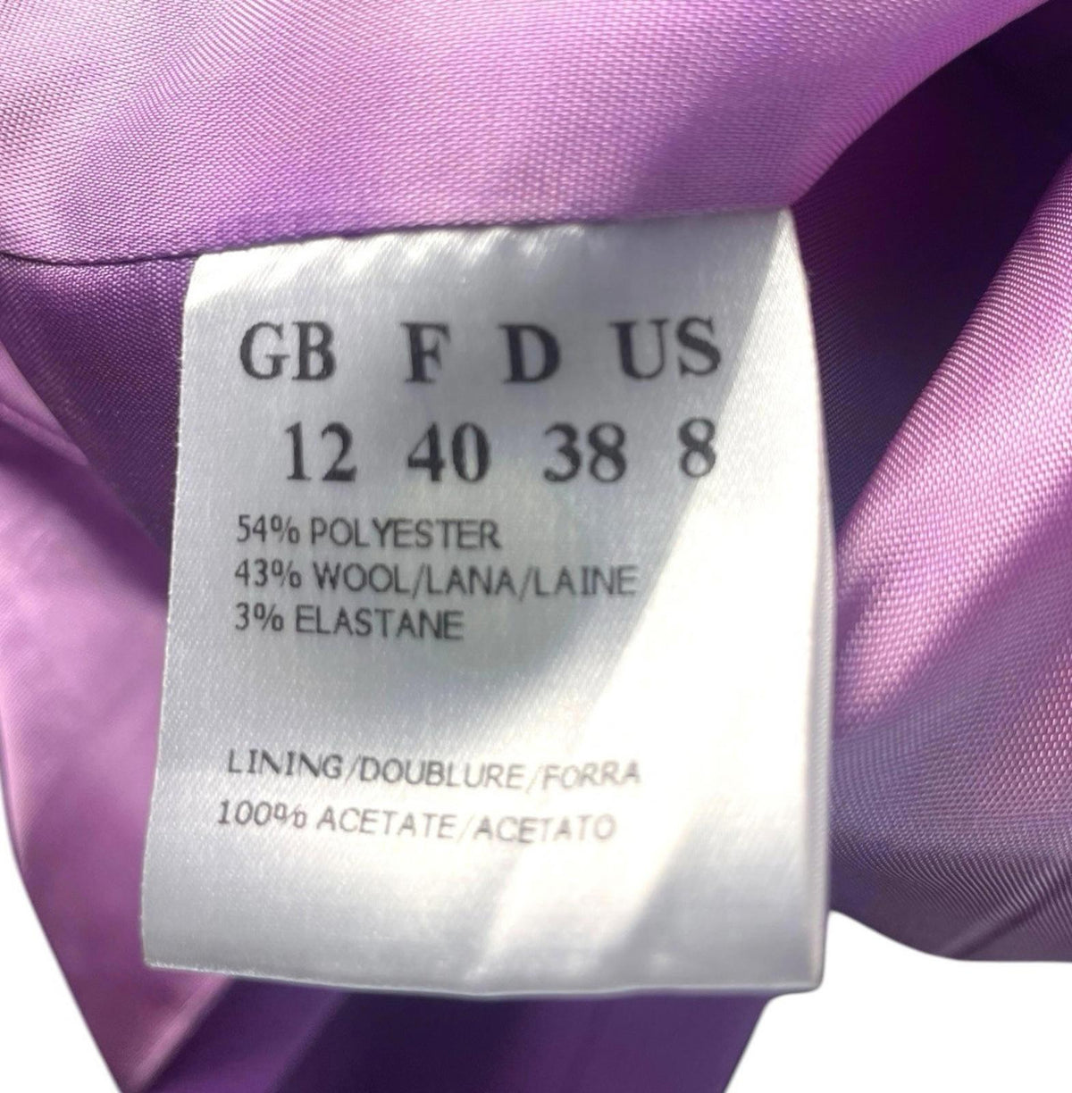 Jaques Vert Blazer Women's UK Size 12 Purple Collarless Shoulder Pads Formal