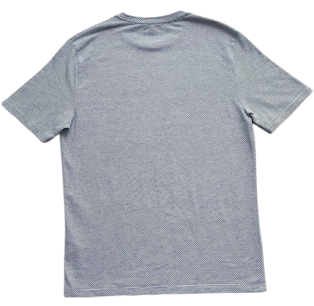 Reiss White Reiss T-Shirt Men's UK Size M White & Blue Geometric Block Print Crew Neck