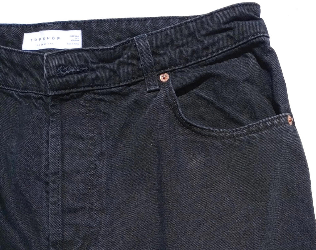 TopShop Black Topshop Jeans Men's UK Size 34" Waist 32" Leg Black 100% Cotton 5 Pocket Design