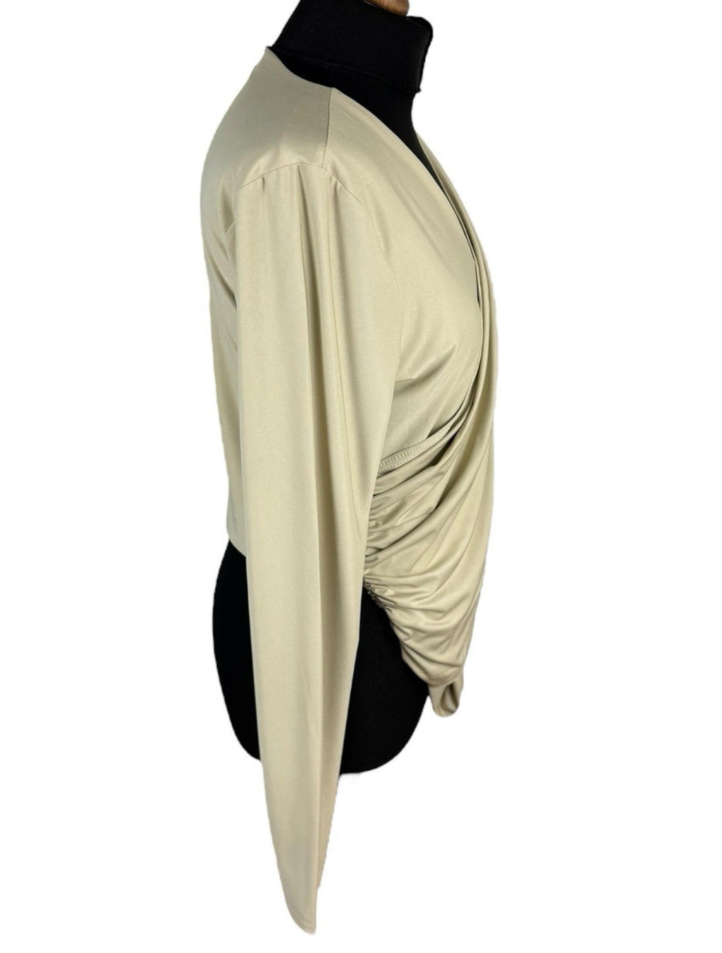 Red Label Beige Layered Top Slimming Long Sleeve Stretch Women's UK Size S